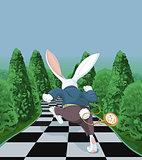 White Rabbit Running Away