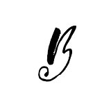 Letter B. Handwritten by dry brush. Rough strokes font. Vector illustration. Grunge style elegant alphabet