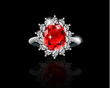 Golden ring with ruby and diamonds