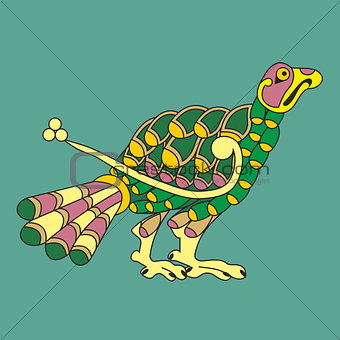 Decorative ornamental Celtic peacock