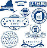 Set of generic stamps and signs of Amherst, NY