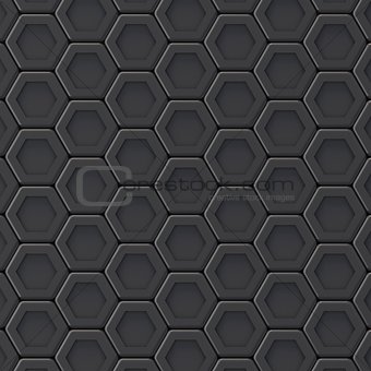 Black abstract hexagonal background. 3D
