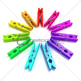 Clothes pins color wheel