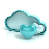 Cloud with hearts. Favorite storage 3D computer icon