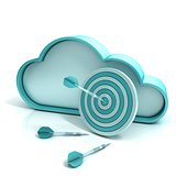 Cloud target and darts 3D computer icon