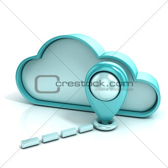 Cloud with map pointer. Favorite places. 3D