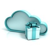 Cloud with gift box. Free additional storage. 3D