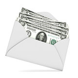 Dollars in envelope. 3D