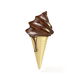 Soft serve chocolate ice cream. 3D