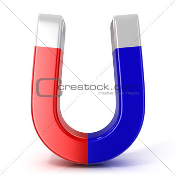 Red and blue horseshoe magnet