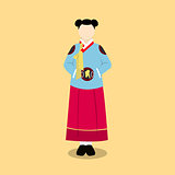hanbok korea traditional clothes flat style dress
