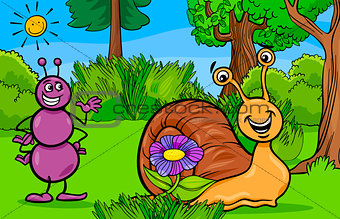 ant and snail animal cartoon characters