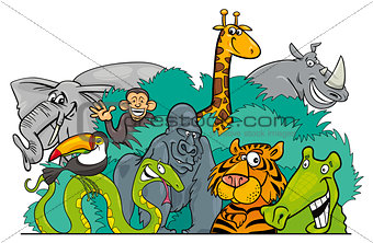Cartoon Jungle wild animal characters
