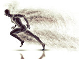 3D male figure sprinting with speed effect