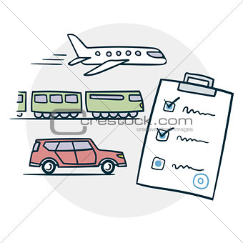 Delivery by air train or car icon
