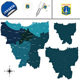 Map of Jakarta with Districts