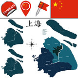 Map of Shanghai with Districts