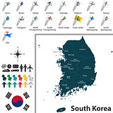 Map of South Korea with Divisions