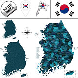 Map of South Korea with Counties