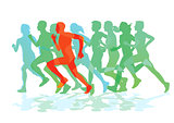 a group of runners while running