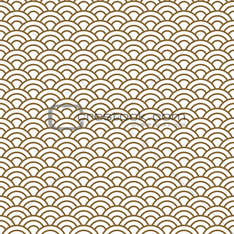 Japanese wave traditional vector seamless pattern in gold line color style.