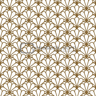 Japan inspired vector seamless pattern in gold line color style.