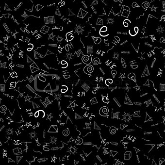 abstract vector school doodles seamless pattern