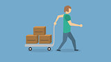 Theme for moving with handcart