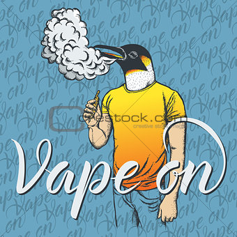 Penguin vaping an electronic cigarette