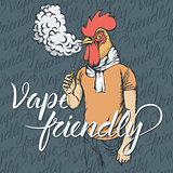 Rooster vaping an electronic cigarette