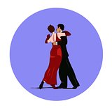 Dance pair in tango passion isolated vector sign
