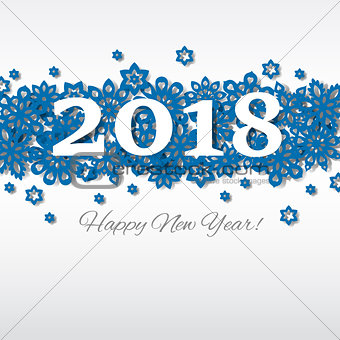 Happy New Year Merry Christmas 2018 snowflake holiday congratulation card.