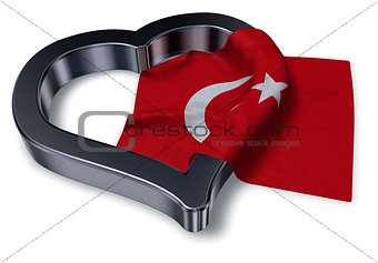 flag of turkey and heart symbol - 3d rendering