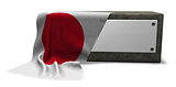 stone socket with blank sign and flag of japan - 3d rendering