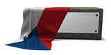 stone socket with blank sign and flag of the czech republic - 3d rendering