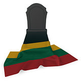gravestone and flag of lithuania - 3d rendering
