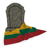 gravestone and flag of lithuania - 3d rendering