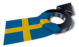 mars symbol and flag of sweden - 3d rendering