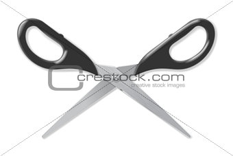 Realistic scissors with black handles