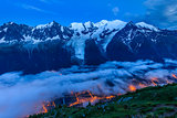 Chamonix valley in the evening. France