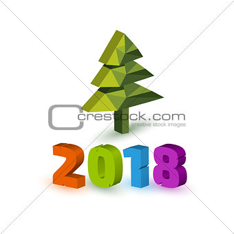 New Year 2018 banner with christmas tree
