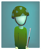 soldier stands still with a gun illustration