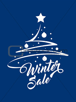 Inscription Winter Sale with Christmas tree