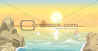 Seascape with sunset