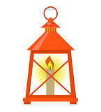 Red Lantern icon flat style. Isolated on white background. Vector illustration