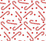 Christmas seamless pattern with candy cane. Xmas repeating texture. Winter holidays endless background, wallpaper, fabric. Vector illustration.