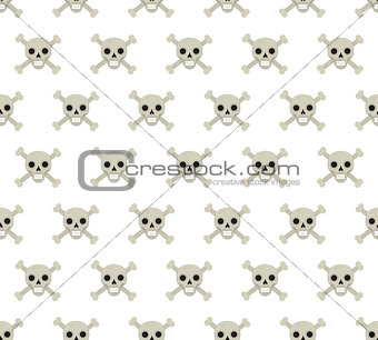 Skull and bones seamless pattern. Skeleton repeating texture. Skulls endless background. Halloween concept. Vector illustration.