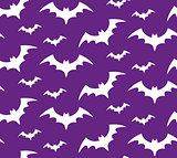 Bat silhouette seamless pattern. Halloween repeating texture. Scary endless background with flittermouse. Vector illustration.