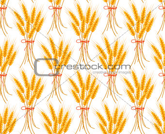 Wheat seamless pattern. Spikelets repeating texture, endless background. Vector illustration.