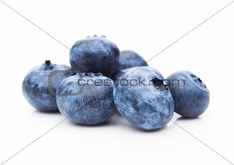 Fresh healthy organic blueberry on white 